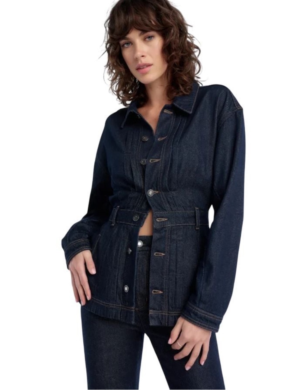 NEW FAVORITE DAUGHTER the jade pintuck denim jacket in oxford XL
